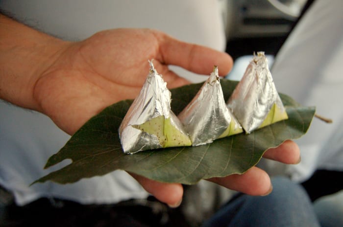 Paan wrapped in aluminium foil