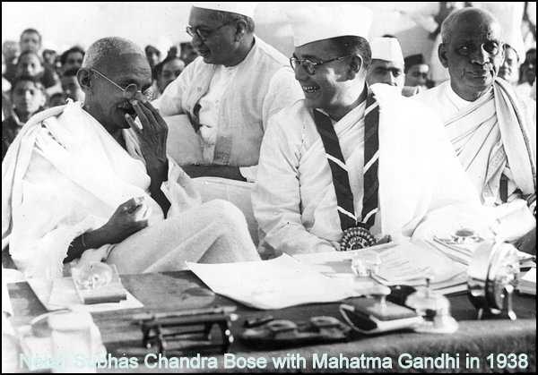 A 1938 image of Mahatma Gandhi and Netaji Subash Chandra Bose sharing a lighter moment. They did not share the same thoughts about ways to get Independence for India though...