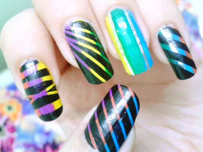 Striping tape nail art is one of the easy DIY nail art technique to make clean lines and checks on nails