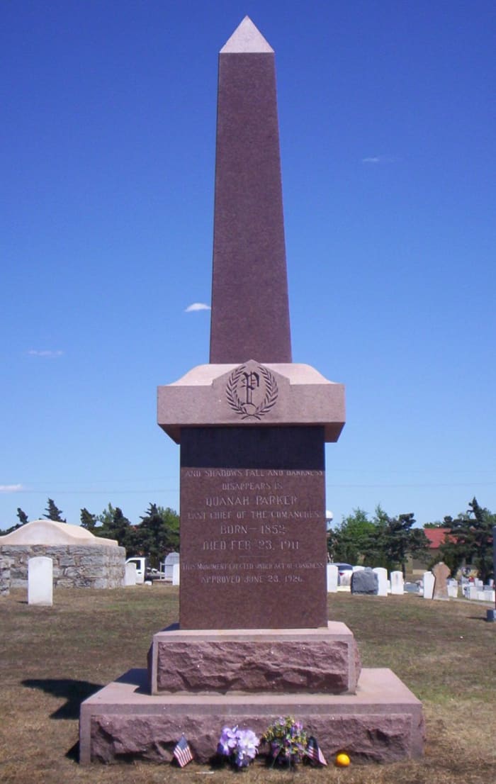 Gravestone of Quanah Parker located at Fort Sill, Oklahoma