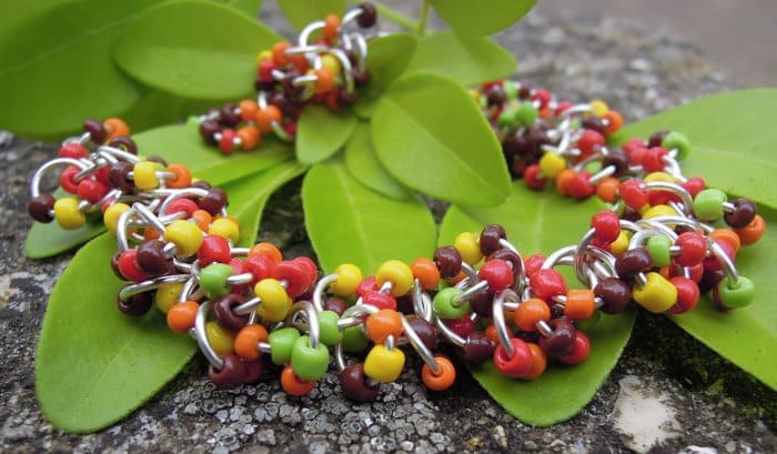 Careful choice of colour can make the difference between an average finished piece of jewellery and a truly stunning one. The colours in this chain maille bracelet have been chosen to represent the season of autumn.
