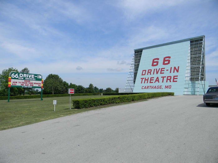Carthage MO is home to a larged underground warehouse compllex and this drive in that is on the National Record of Historic places.