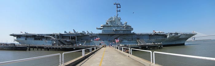 A panoramic image of the USS Yorktown (CVS-10) as she sits at Patriots Point in Mount Pleasant, South Carolina (USA)