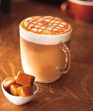 The end result looks something like this. The separation looks much more drastic in the iced version, but this is what a hot Caramel Macchiato might look like.