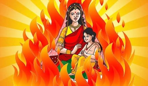 Prahlad survives, while his aunt, Holika burns down in spite of the boon that fire would not burn her .... Holika Dahan