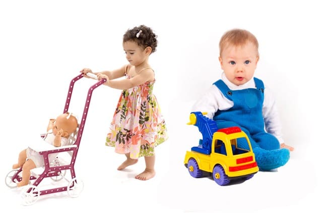 Nature or Nurture? They look a little young to understand "This is a toy you MUST play with due to your GENDERED EXPECTATIONS", so maybe it's safer to say that they just, you know, preferred different types of toys?