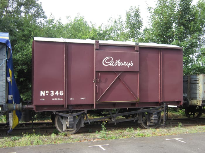 "Internal user" plywood bodied, metal framed Cadbury's chocolate van on the Severn Valley Railway