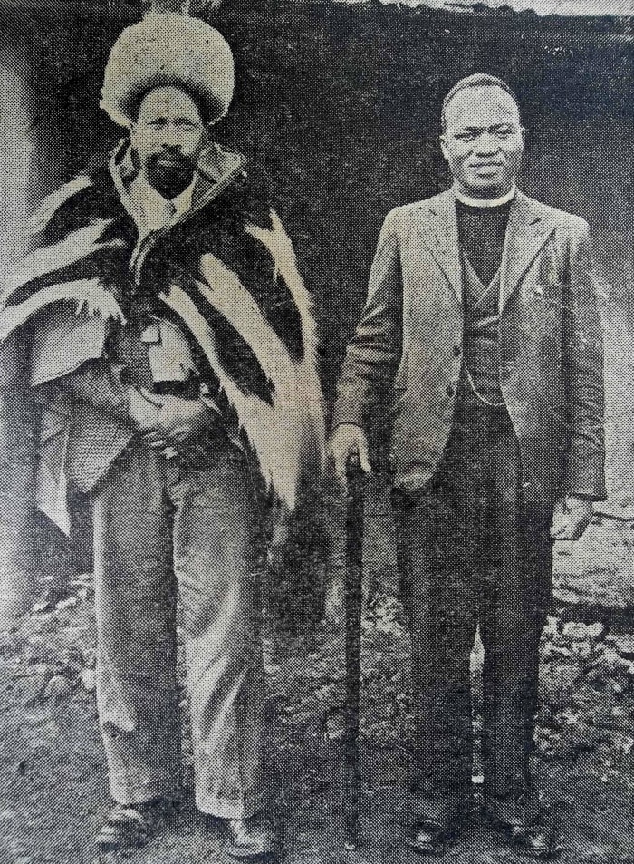 In 1946, Kenyatta returned from Britain to give life to nationalist movements. He seen here with Semacula Mulumba who accompanied him from Britain.