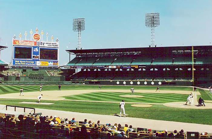 A view of the rightfield bleachers at old Comiskey Park in Chicago. In 1927, Babe Ruth hit a titanic blast that sailed completely over the roof.