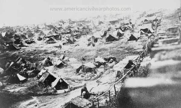 There was little shelter from broiling summer heat or fierce rain storms in Andersonville.