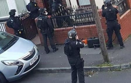 A heavily armed MI5-tasked RUC TSG gang raiding a member’s home, terrifying their very young children