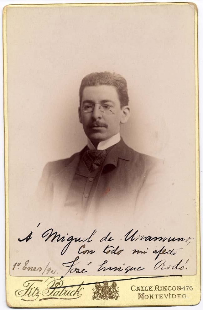 Photo of Uruguayan essayist José Enrique Rodó dedicated to Miguel de Unamuno