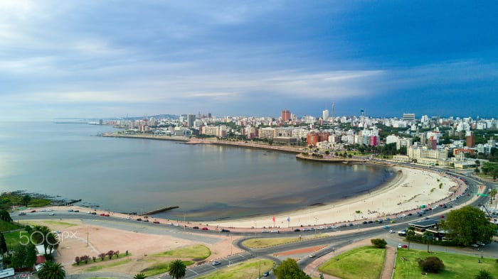 Ramírez Beach, located on the River Plate, at Rambla Presidente Wilson, Barrio Parque Rodó, Montevideo, Uruguay