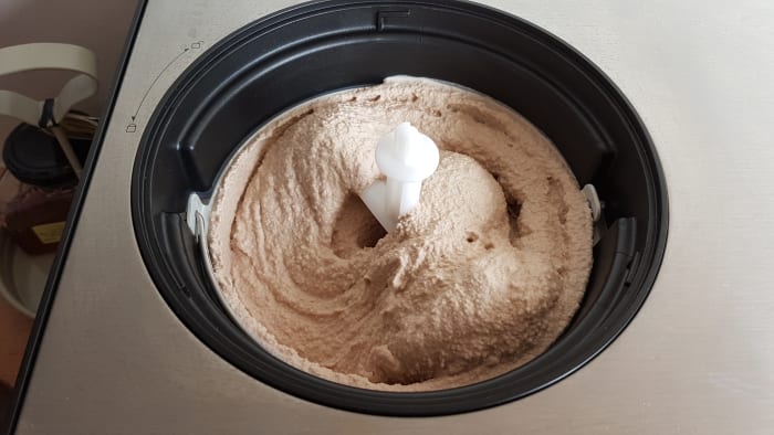 Ready made ice cream. As you can see the ice cream expanded quite a bit during freezing from the trapped air.