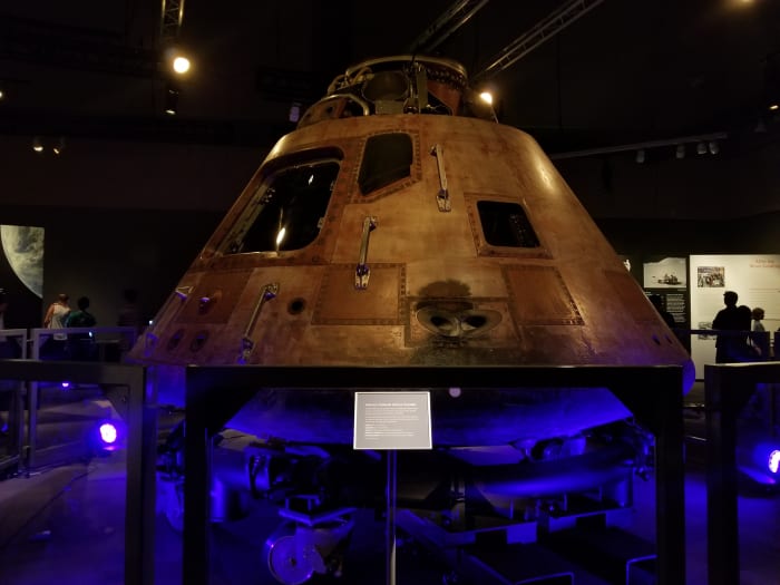 Columbia, the Apollo 11 mission's command module, at the St. Louis Science Center's Destination: Moon exhibit.
