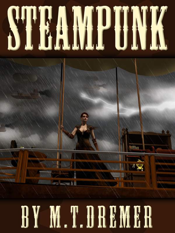 Here is an example of art created with a 3D rendering program. While the characters aren't as realistic, it does open up possibilities for genre fiction stories (in this case, steampunk).