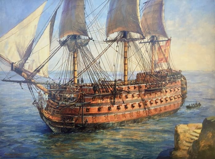 The Santisima Trinidad, the largest ship of the line in the world in the late 18th century, and a testament to the importance of the Spanish navy.