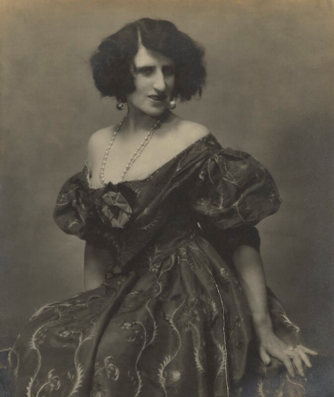Lady Ottoline Morrell by Maurice Beck and Helen Macgregor chlorobromide print on black card, 1927