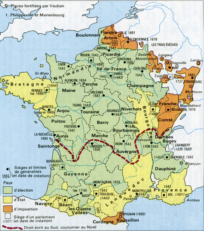 France at the beginning of the 18th century. The naval geography problem of France, in its division into Atlantic and Mediterranean shores, is one which would never go away.