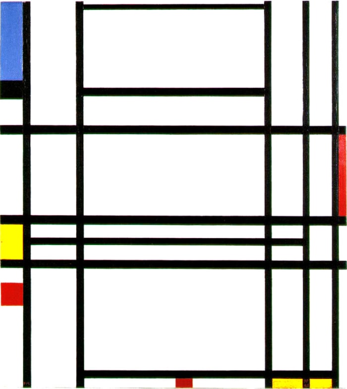 Example of an hard-edge painting by Piet Mondriaan, 1939-1942 - Composition 10.