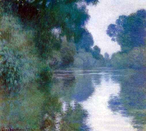Another painting by Claude Monet with lots of soft and lost edges. The sharpest edges, where the trees meet the sky, are still broken and soft. Monet- Branch of the Seine near Giverny