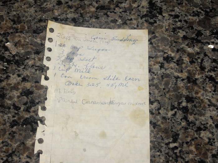 This is the original recipe. You can see the stains and discoloration from years of use