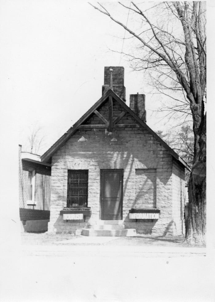 Photograph of the former jailhouse in Tweed, Ontario, being used as a tourist information centre. Source: Community Archives of Belleville & Hastings County