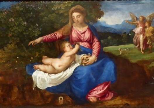 "Madonna and Child in a Landscape with Tobias and the Angel" - Titian. Image Frances Spiegel with permission from RCT. All rights reserved.
