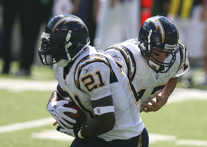 The Chargers had several strong seasons behind the rushing of LaDainian Tomlinson (21), but never reached the Super Bowl during his tenure.