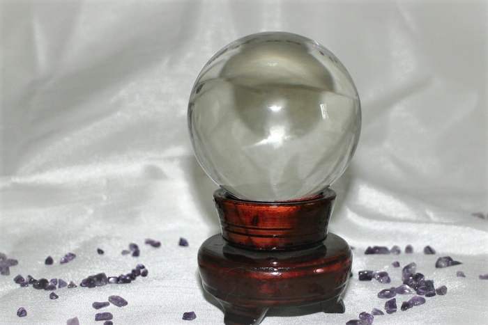 An example of a modern-day scrying sphere—a.k.a crystal ball. This one is made from plain glass.
