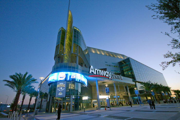 Orlando's Amway Center hosts a basketball team, a football team, a hockey team, and a wide variety of live music events.