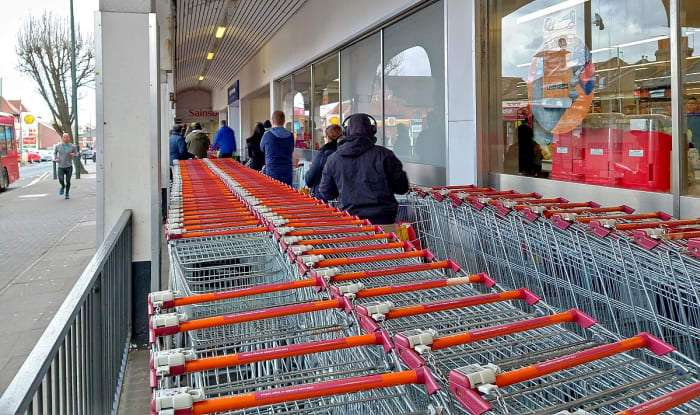 Buying groceries via the internet means you can avoid socially distanced shopping queues during the COVID-19 pandemic.