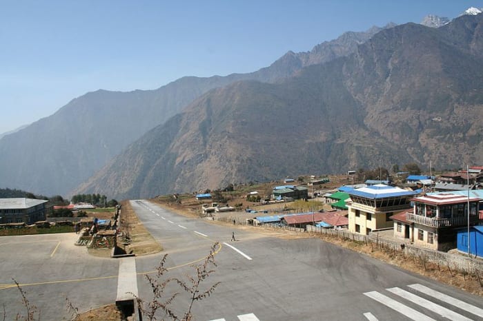 A short runway and surrounding mountains make Lukla Airport one of the most dangerous landing places in the world.