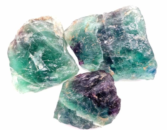 Fluorite comes in many different shades, and this image is just one example. This is commonly referred to as "rainbow" fluorite because of the blue, green, and purple shades within it.