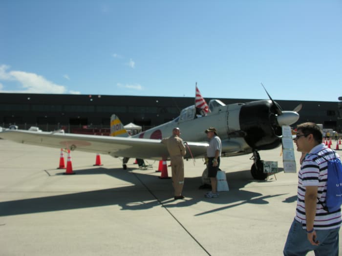 A North American T-6 Texan used in Tora! Tora! Tora! as a stand in for the Mitsubishi A6M Zero. Dulles IAP, Virginia, September 2017.