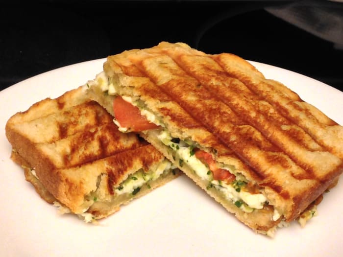 My take of a Mexican caprese. I used Queso Fresco, tomato, and pesto with some cilantro thrown in.