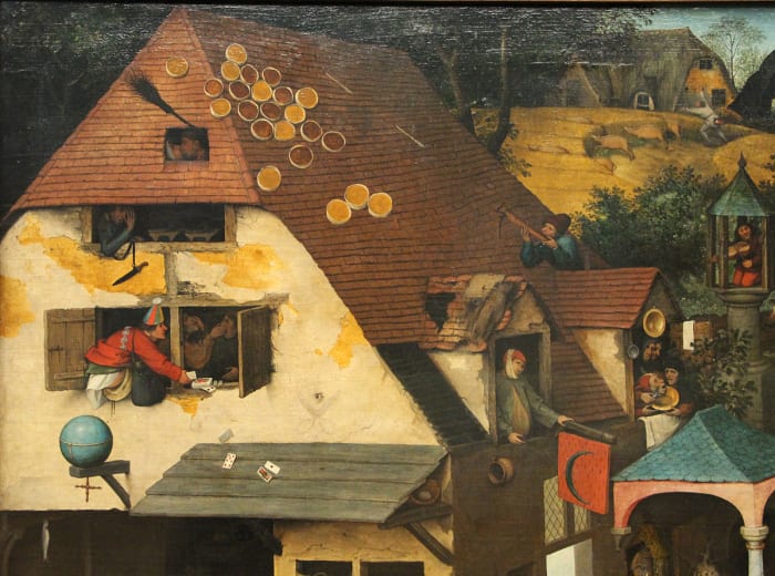 This 1559 painting by Pieter Bruegel the Elder depicts a couple embracing romantically below a broomstick.