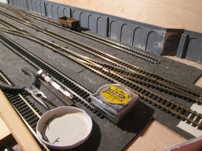Overview of Bishopthorpe Yard (with 'tools of the trade'), facing left-hand points allow access to the Down Main from the goods and livestock siding and platform.