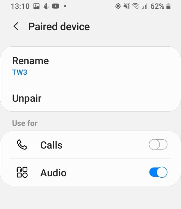 To unpair earbuds that haven't been synced with each other but are paired to a device you click on unpair in Bluetooth. This will remove that device from your recent Bluetooth pairing list. You remove both earbuds from the paired list