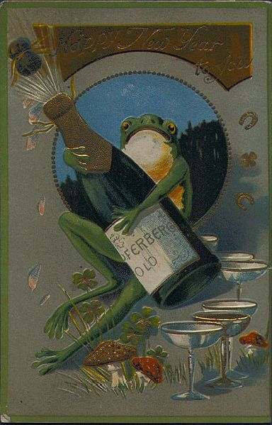 What a great postcard! Made in 1908, that says, Happy New Year to You!