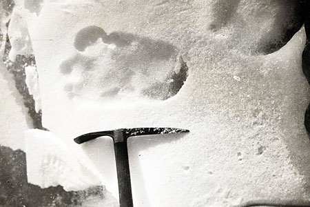 Possible Yeti footprint found half way up Mount Everest. Evidence of the Yeti or a very dedicated hoaxer!