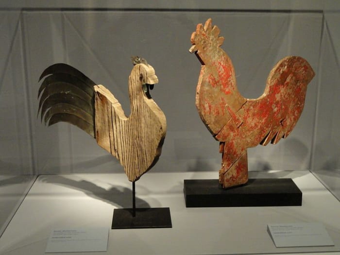Rooster weathervanes, late 19th - early 20th century, artists unknown. Smithsonian American Art Museum (National Portrait Gallery), Washington, DC, USA.