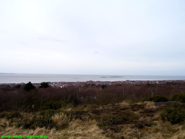 View from Caldy Hill - overlooking West Kirby and the Dee Estuary where Little Eye, Middle Eye and Hilbre Island are cut off from the Wirral mainland by swift tides.