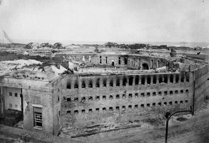 The citadel at Fort Morgan as it appeared after its surrender to Union troops following the Battle of Mobile Bay.