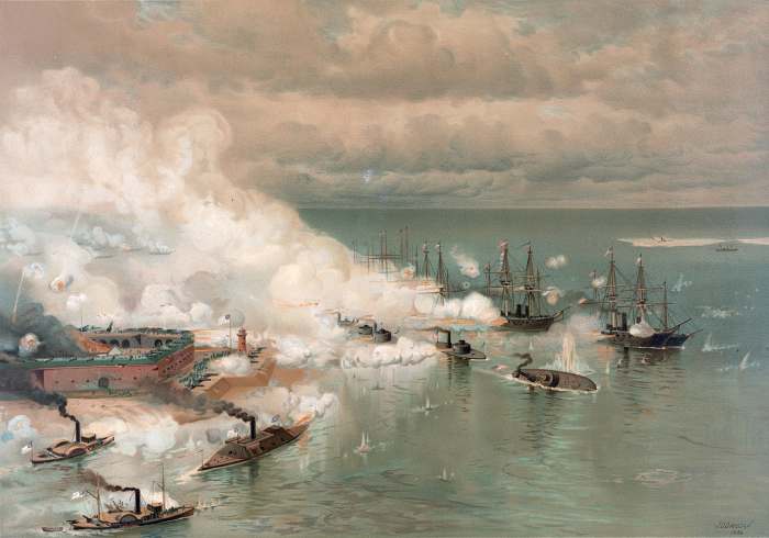August 2, 1864 – August 23, 1864 The Battle for Mobile Bay left the Confederacy without a port in the Gulf of Mexico. The Confederate ironclad Tennessee took on the entire Union fleet soon it was left a burning hulk August 5,1864.
