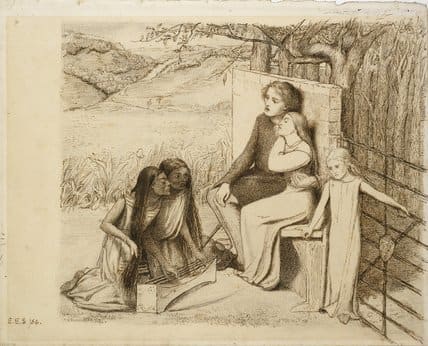 Two Lovers by female Pre-Raphaelite artist Elizabeth Siddal 1854