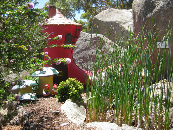 Cute fairytale cottages like these ones are found all over Fairy Park, with creatures acting out kids fairy tales within them.