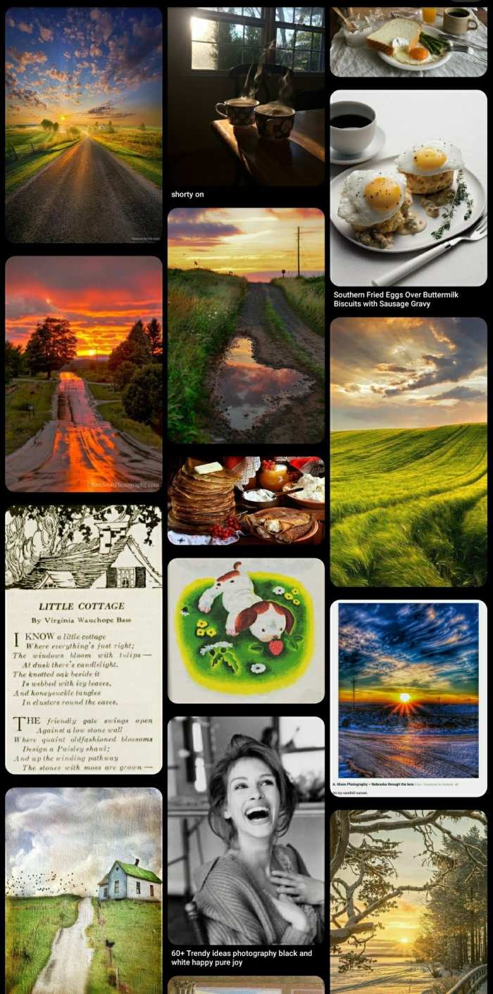 Early mornings in our household have often been tense, angry, loud, and hopeless, so I feel I have no reason except eating to leave my room. With these images I explain to myself what a joyful, "uncrooked" morning feels like.