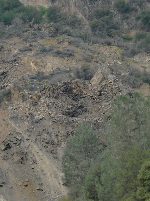 The 2006 rockslide scar. No poppies growing here, no trees, no bushes, no grass—just unstable rocks.