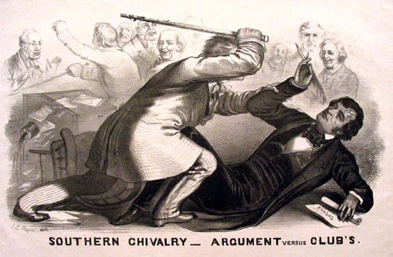 J.L. Magee's famous political cartoon of the attack on Sumner.